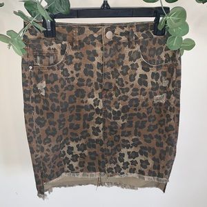 Gianni Bini - Cheetah Print Denim Skirt